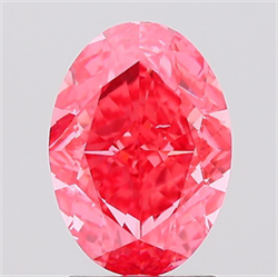 Picture of Lab Created Diamond 2.11 Carats, Oval with  Cut, Fancy Vivid Pink Color, VS2 Clarity and Certified by IGI