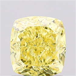 Picture of Lab Created Diamond 1.15 Carats, Cushion with  Cut, Fancy Vivid Yellow Color, VS2 Clarity and Certified by IGI