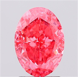 Picture of Lab Created Diamond 2.11 Carats, Oval with  Cut, Fancy Vivid Pink Color, VVS2 Clarity and Certified by IGI