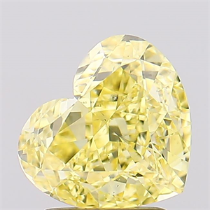 Picture of Lab Created Diamond 2.21 Carats, Heart with  Cut, Fancy Vivid Yellow Color, VS2 Clarity and Certified by IGI