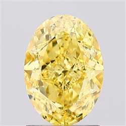 Picture of Lab Created Diamond 1.58 Carats, Oval with  Cut, Fancy Vivid Yellow Color, VS1 Clarity and Certified by IGI