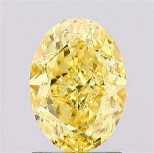 Picture of Lab Created Diamond 1.58 Carats, Oval with  Cut, Fancy Vivid Yellow Color, VS1 Clarity and Certified by IGI