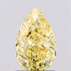 Picture of Lab Created Diamond 1.09 Carats, Pear with  Cut, Fancy Vivid Yellow Color, VS2 Clarity and Certified by IGI