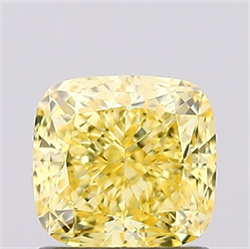 Picture of Lab Created Diamond 1.17 Carats, SQUARE CUSHION with  Cut, Fancy Vivid Yellow Color, VS2 Clarity and Certified by IGI