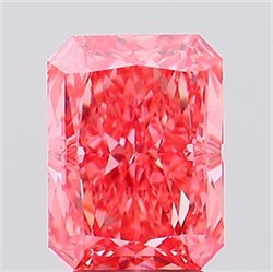 Picture of Lab Created Diamond 3.64 Carats, Radiant with  Cut, Fancy Vivid Pink Color, VS1 Clarity and Certified by IGI