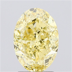 Picture of Lab Created Diamond 2.20 Carats, Oval with  Cut, Fancy Vivid Yellow Color, VS2 Clarity and Certified by IGI
