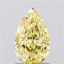 Picture of Lab Created Diamond 1.06 Carats, Pear with  Cut, Fancy Vivid Yellow Color, VS1 Clarity and Certified by IGI