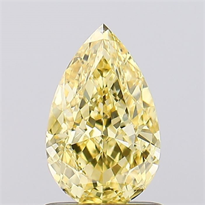 Picture of Lab Created Diamond 1.06 Carats, Pear with  Cut, Fancy Vivid Yellow Color, VS1 Clarity and Certified by IGI