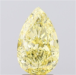 Picture of Lab Created Diamond 2.54 Carats, Pear with  Cut, Fancy Vivid Yellow Color, VS1 Clarity and Certified by IGI