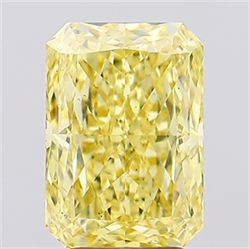 Picture of Lab Created Diamond 4.23 Carats, Radiant with  Cut, Fancy Vivid Yellow Color, VS2 Clarity and Certified by IGI