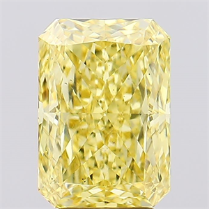 Picture of Lab Created Diamond 4.23 Carats, Radiant with  Cut, Fancy Vivid Yellow Color, VS2 Clarity and Certified by IGI