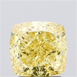 Picture of Lab Created Diamond 2.26 Carats, SQUARE CUSHION with  Cut, Fancy Vivid Yellow Color, VS1 Clarity and Certified by IGI
