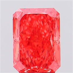Picture of Lab Created Diamond 3.02 Carats, Radiant with  Cut, Fancy Vivid Pink Color, VVS2 Clarity and Certified by IGI