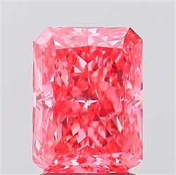 Picture of Lab Created Diamond 2.05 Carats, Radiant with  Cut, Fancy Vivid Pink Color, VS1 Clarity and Certified by IGI