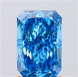 Picture of Lab Created Diamond 1.19 Carats, Radiant with  Cut, Fancy Vivid Blue Color, VS2 Clarity and Certified by IGI