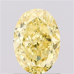 Picture of Lab Created Diamond 1.08 Carats, Oval with  Cut, Fancy Vivid Yellow Color, VS1 Clarity and Certified by IGI