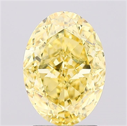 Picture of Lab Created Diamond 2.43 Carats, Oval with  Cut, Fancy Vivid Yellow Color, VS2 Clarity and Certified by IGI