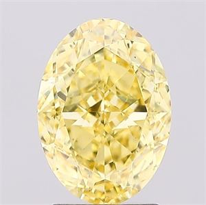Picture of Lab Created Diamond 2.43 Carats, Oval with  Cut, Fancy Vivid Yellow Color, VS2 Clarity and Certified by IGI