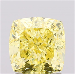 Picture of Lab Created Diamond 1.57 Carats, SQUARE CUSHION with  Cut, Fancy Vivid Yellow Color, VS1 Clarity and Certified by IGI