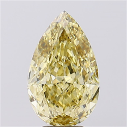 Picture of Lab Created Diamond 6.18 Carats, Pear with  Cut, Fancy Intense Yellow Color, VVS2 Clarity and Certified by IGI