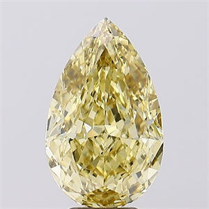 Picture of Lab Created Diamond 6.18 Carats, Pear with  Cut, Fancy Intense Yellow Color, VVS2 Clarity and Certified by IGI
