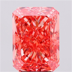 Picture of Lab Created Diamond 5.07 Carats, Radiant with  Cut, Fancy Vivid Pink Color, VVS2 Clarity and Certified by IGI
