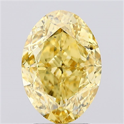 Picture of Lab Created Diamond 3.10 Carats, Oval with  Cut, Fancy Vivid Yellow Color, VS2 Clarity and Certified by IGI