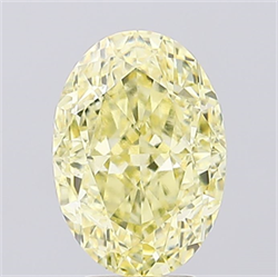 Picture of Lab Created Diamond 5.03 Carats, Oval with  Cut, Fancy Intense Yellow Color, VVS2 Clarity and Certified by IGI