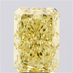 Picture of Lab Created Diamond 6.12 Carats, Radiant with  Cut, Fancy Vivid Yellow Color, VVS2 Clarity and Certified by IGI
