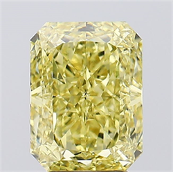 Picture of Lab Created Diamond 4.19 Carats, Radiant with  Cut, Fancy Vivid Yellow Color, VVS2 Clarity and Certified by IGI