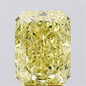 Picture of Lab Created Diamond 4.19 Carats, Radiant with  Cut, Fancy Vivid Yellow Color, VVS2 Clarity and Certified by IGI