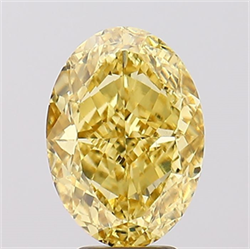 Picture of Lab Created Diamond 5.53 Carats, Oval with  Cut, Fancy Intense Yellow Color, VS1 Clarity and Certified by IGI