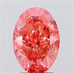 Picture of Lab Created Diamond 3.05 Carats, Oval with  Cut, Fancy Vivid Pink Color, VS1 Clarity and Certified by IGI