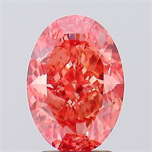 Picture of Lab Created Diamond 3.05 Carats, Oval with  Cut, Fancy Vivid Pink Color, VS1 Clarity and Certified by IGI