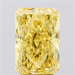 Picture of Lab Created Diamond 4.04 Carats, Radiant with  Cut, Fancy Vivid Yellow Color, VS1 Clarity and Certified by IGI