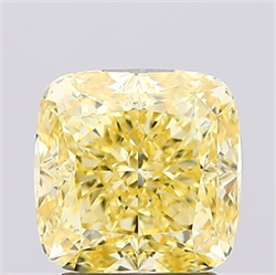 Picture of Lab Created Diamond 2.19 Carats, SQUARE CUSHION with  Cut, Fancy Vivid Yellow Color, VS2 Clarity and Certified by IGI