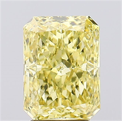 Picture of Lab Created Diamond 3.03 Carats, Radiant with  Cut, Fancy Vivid Yellow Color, VS1 Clarity and Certified by IGI