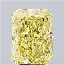 Picture of Lab Created Diamond 4.30 Carats, Radiant with  Cut, Fancy Vivid Yellow Color, VS2 Clarity and Certified by IGI