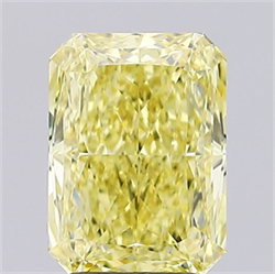 Picture of Lab Created Diamond 2.50 Carats, Radiant with  Cut, Fancy Vivid Yellow Color, VS1 Clarity and Certified by IGI