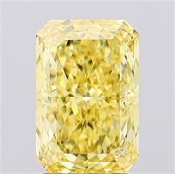Picture of Lab Created Diamond 3.05 Carats, Radiant with  Cut, Fancy Vivid Yellow Color, VS2 Clarity and Certified by IGI