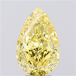 Picture of Lab Created Diamond 4.40 Carats, Pear with  Cut, Fancy Vivid Yellow Color, VS2 Clarity and Certified by IGI