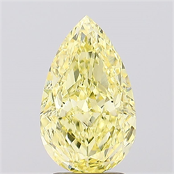 Picture of Lab Created Diamond 3.05 Carats, Pear with  Cut, Fancy Vivid Yellow Color, VS2 Clarity and Certified by IGI
