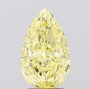 Picture of Lab Created Diamond 3.05 Carats, Pear with  Cut, Fancy Vivid Yellow Color, VS2 Clarity and Certified by IGI