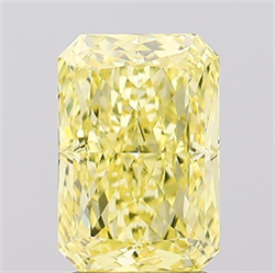 Picture of Lab Created Diamond 2.59 Carats, Radiant with  Cut, Fancy Vivid Yellow Color, VS1 Clarity and Certified by IGI