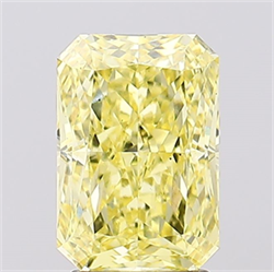 Picture of Lab Created Diamond 3.09 Carats, Radiant with  Cut, Fancy Intense Yellow Color, VS2 Clarity and Certified by IGI