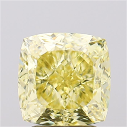 Picture of Lab Created Diamond 3.06 Carats, SQUARE CUSHION with  Cut, Fancy Intense Yellow Color, VS1 Clarity and Certified by IGI