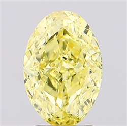 Picture of Lab Created Diamond 2.60 Carats, Oval with  Cut, Fancy Vivid Yellow Color, VS2 Clarity and Certified by IGI
