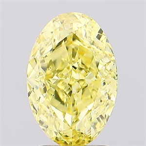 Picture of Lab Created Diamond 2.60 Carats, Oval with  Cut, Fancy Vivid Yellow Color, VS2 Clarity and Certified by IGI