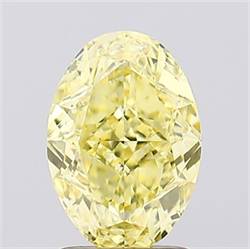 Picture of Lab Created Diamond 2.10 Carats, Oval with  Cut, Fancy Vivid Yellow Color, VVS2 Clarity and Certified by IGI