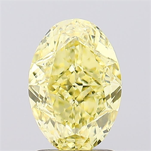 Picture of Lab Created Diamond 2.10 Carats, Oval with  Cut, Fancy Vivid Yellow Color, VVS2 Clarity and Certified by IGI